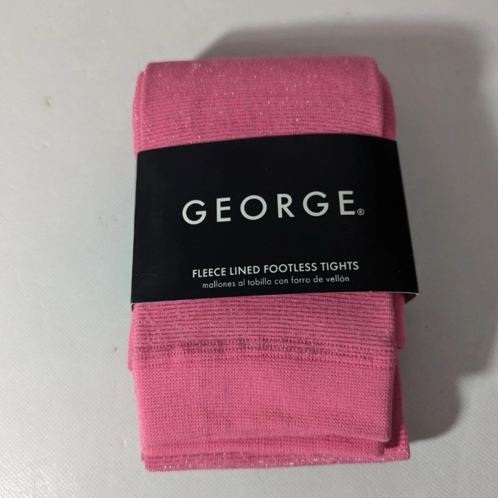 NEW- Size 12-16 George Pink Fleece Lined Footless Tights Pink